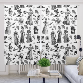 victorian women's style antique butterfly toile blackout curtains