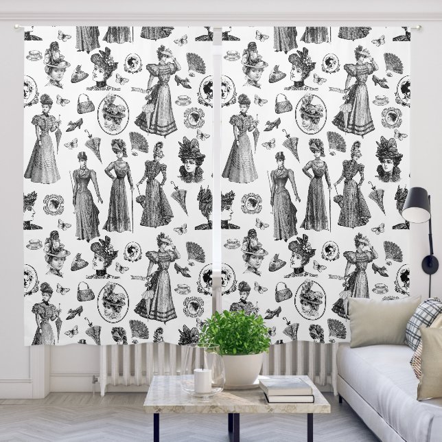 victorian women's style antique butterfly toile blackout curtains (Living Room)