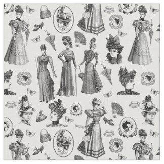 victorian women's style antique butterfly toile fabric
