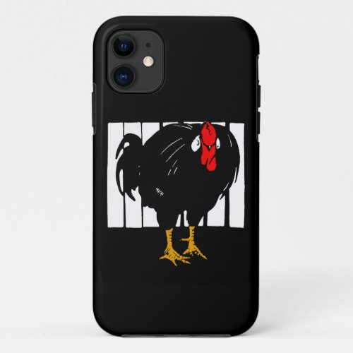 Victorian Wood Cut Black Rooster iPhone 11 Case
