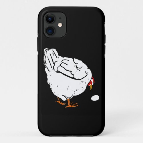 Victorian Wood Cut White Chicken and Egg iPhone 11 Case