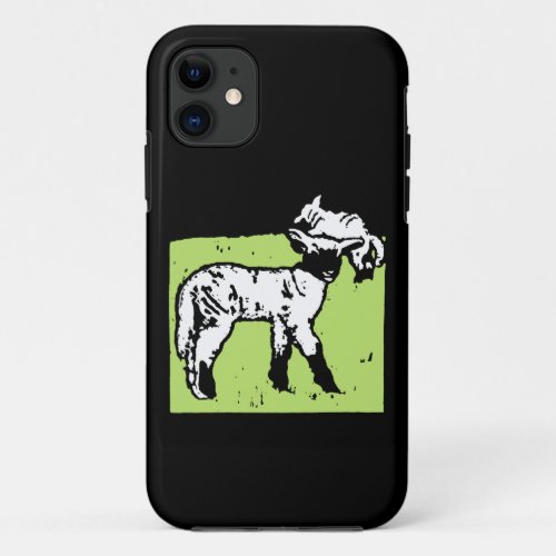 Victorian Wood Cut White Lambs or Sheep iPhone 11 Case