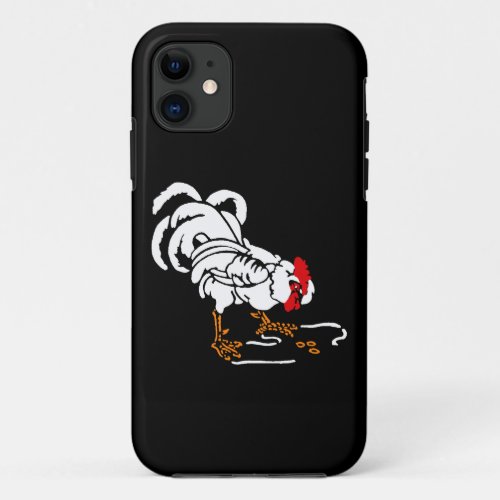 Victorian Wood Cut White Rooster iPhone 11 Case