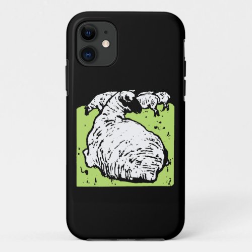 Victorian Wood Cut White Sheep or Lambs iPhone 11 Case