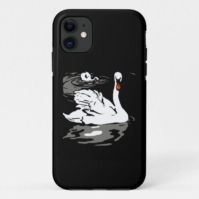 Victorian Wood Cut White Swans Swiming Case-Mate iPhone Case (Back)
