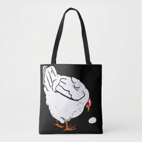 Victorian Woodcut Chicken  Egg on Bag