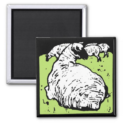 Victorian Woodcut Farm Animal Magnets Sheep