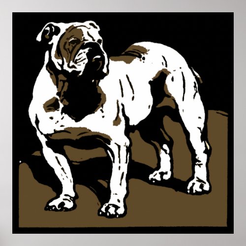 Victorian Woodcut Farm Animals Bulldog Poster