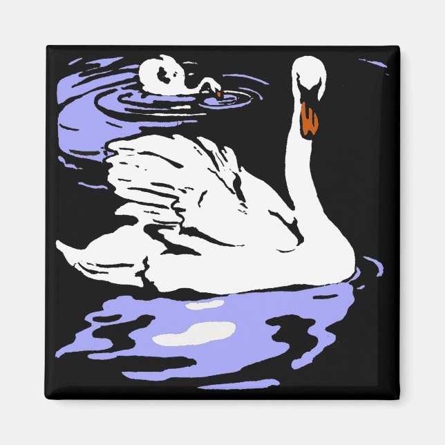 Victorian Woodcut Farm Animals Swans Magnet (Front)