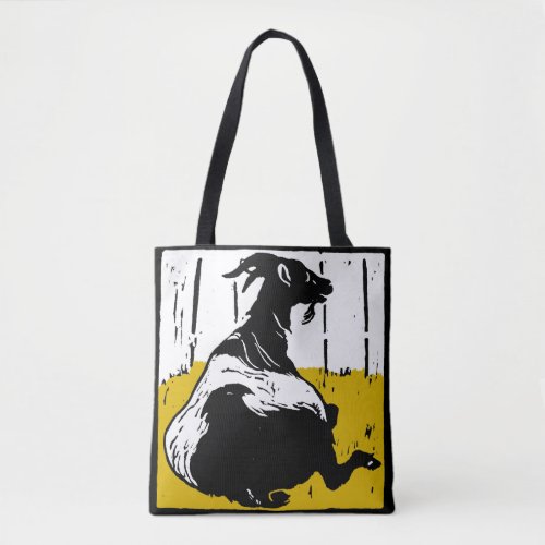 Victorian Woodcut Goat on Bag