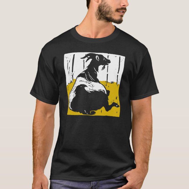 Victorian Woodcut Goat On T Shirt (Front)