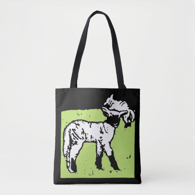 Victorian Woodcut Lambs on Bag (Front)