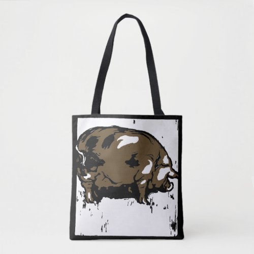 Victorian Woodcut Pig on Bag