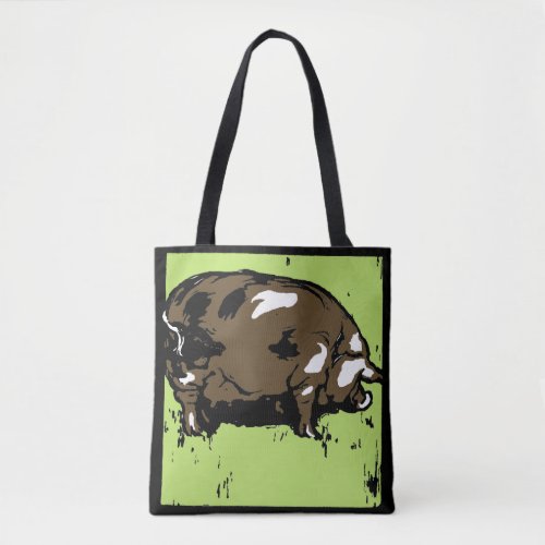 Victorian Woodcut Pig on Bag