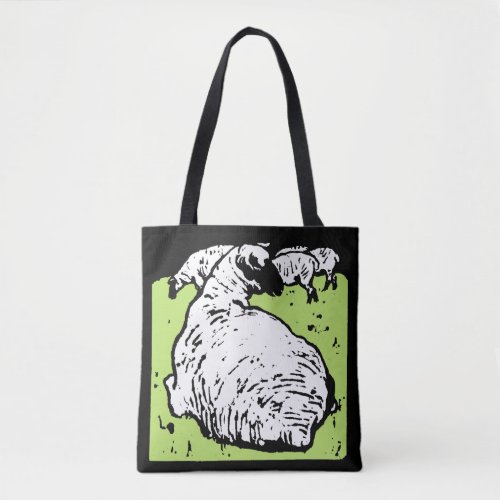 Victorian Woodcut Sheep on Bag