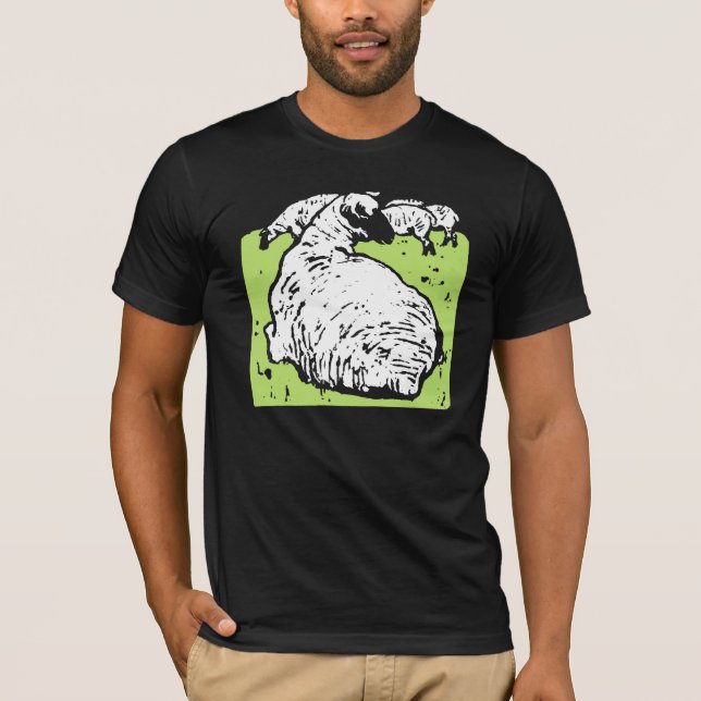Victorian Woodcut Sheep On T Shirt (Front)