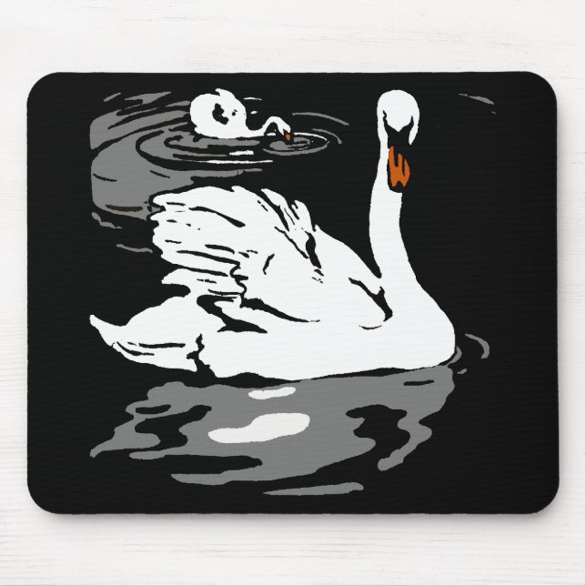 Victorian Woodcut Swans Mousepad (Front)