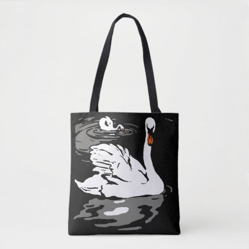 Victorian Woodcut Swans on Bag