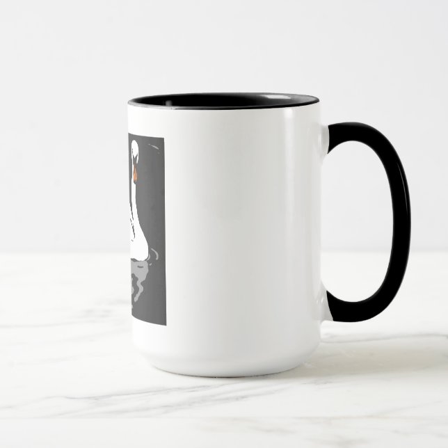 Victorian Woodcut Swans On Mug (Right)