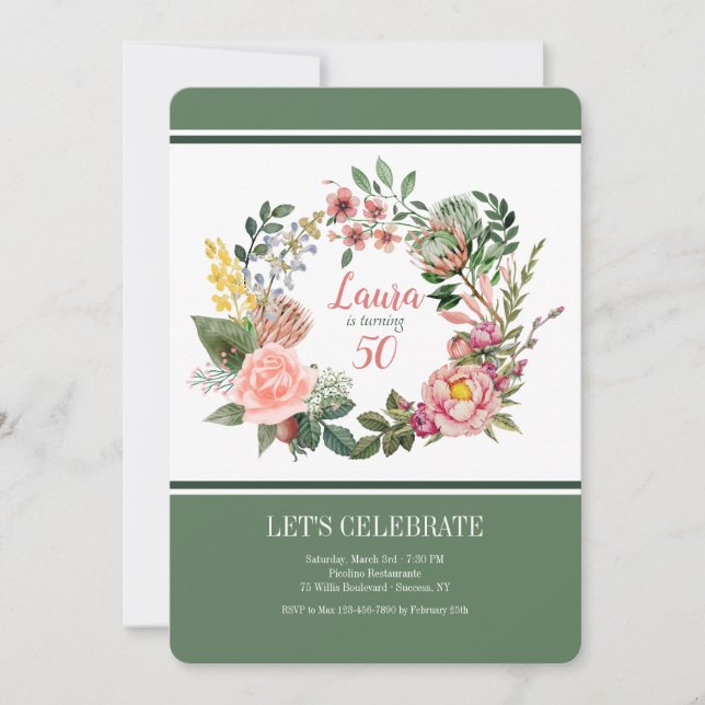 Victorian Wreath Floral Invitation (Front)