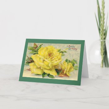 Victorian Yellow Rose Birthday Card by RetroMagicShop at Zazzle