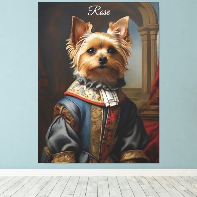 Victorian Yorkshire Terrier in Clothes Whimsical  Canvas Print (Insitu(Wood Floor))