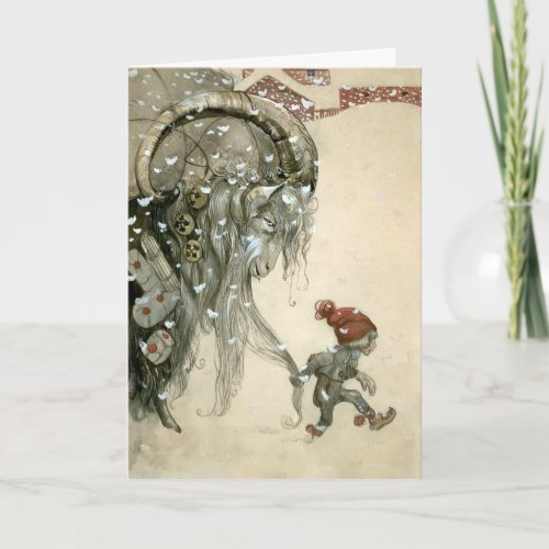 Victorian Yule Goat Art Christmas Card