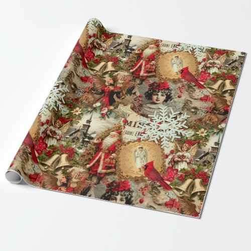 Victorian Yuletide Treasures Collage Wrapping Paper