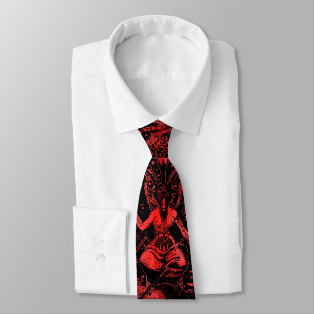 Victoriana Gothic Baphomet Devil Magic Neck Tie (Tied)