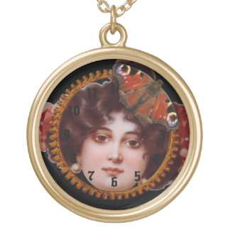 Victoriana Vixen Steampunk Collage Clockwork Gear Gold Plated Necklace