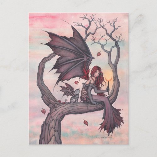Victoria's tree Gothic Autumn Fairy Art Postcard