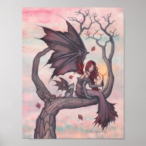 Victoria's Tree Gothic Autumn Fairy Art Poster