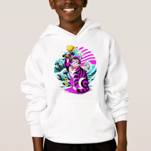 Victorious Wave Cat - Japanese Gamer Gift Hoodie