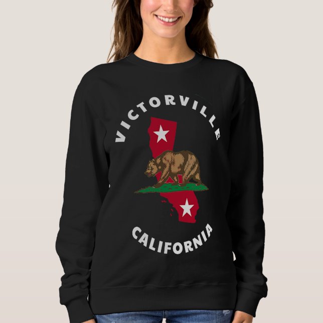 Victorville California CA Flag and Bear Badge Souv Sweatshirt (Front)