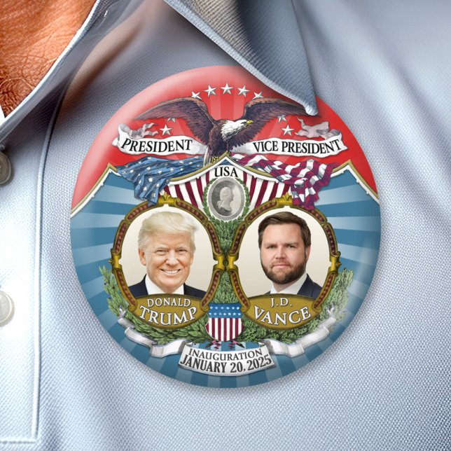 Victory and Inauguration - Donald Trump JD Vance Button (Trump Vance Inauguration and Victory Collectible for the 2024 Election - the 47th President)