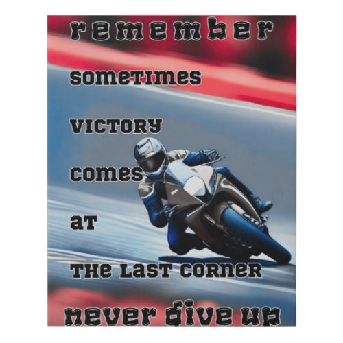 Victory at the Last Corner Never Give Up Colour Faux Canvas Print