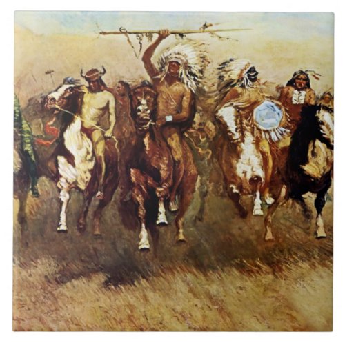 Victory Dance Western Art by Frederic Remington Ceramic Tile