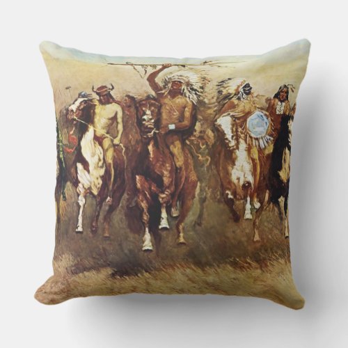 Victory Dance Western Art by Frederic Remington Outdoor Pillow