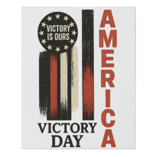 Victory Day Patriotic Distressed USA Art Faux Canvas Print