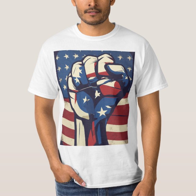 Victory Fist T-Shirt Design: US Flag Background (Front)