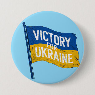 Victory for Ukraine Flag, Pro-Ukraine Patriot Art Button