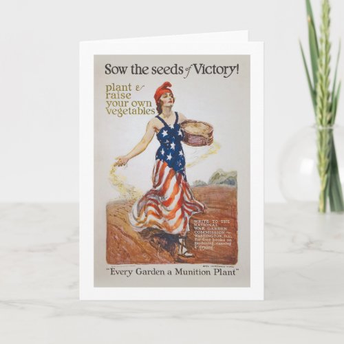 Victory Garden Liberty Sow Seeds WWI Advertising Card