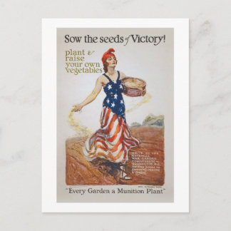 Victory Garden Liberty Sow Seeds WWI Propaganda Postcard