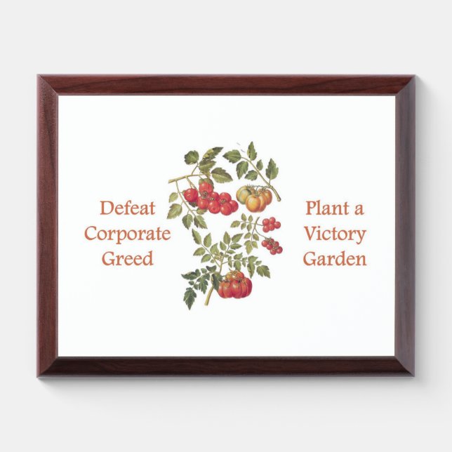 Victory Garden Tomato Tote Award Plaque (Horizontal)