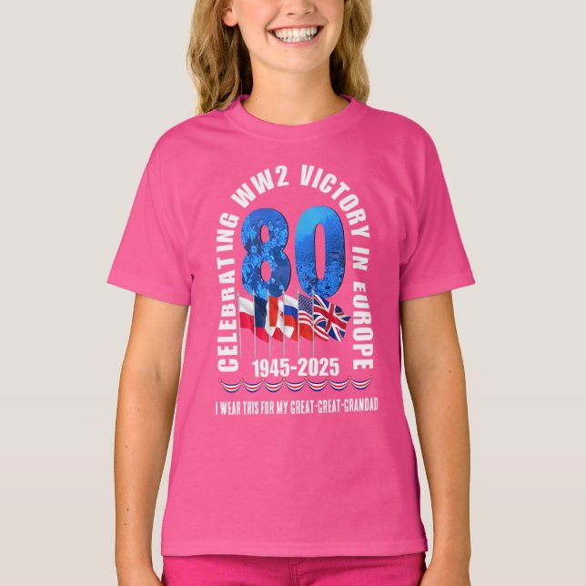 Victory in Europe 80th Anniversary Matching Family T-Shirt (Front)