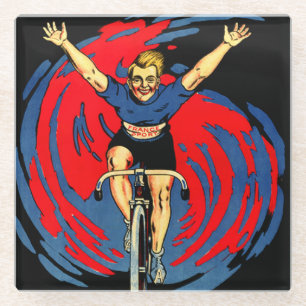 Victory in Red & Blue on Vintage Bicycle Coaster