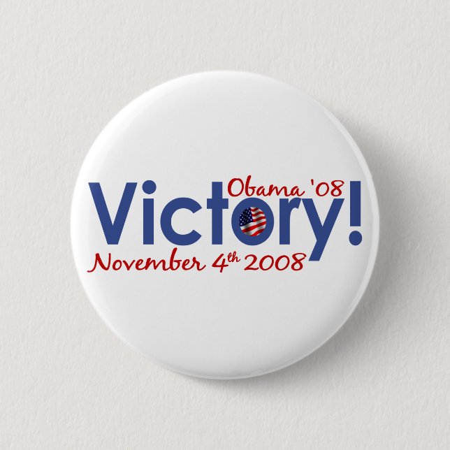 Victory Obama Wins 2008 Pinback Button (Front)