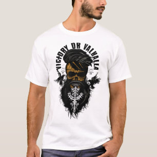 victory or valhalla Death head hipster skull bar T-Shirt
