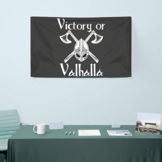 Victory or Valhalla - Helm and Axe Banner