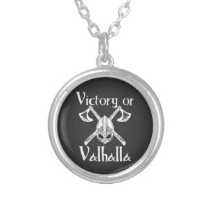 Victory or Valhalla - Helm and Axe Silver Plated Necklace